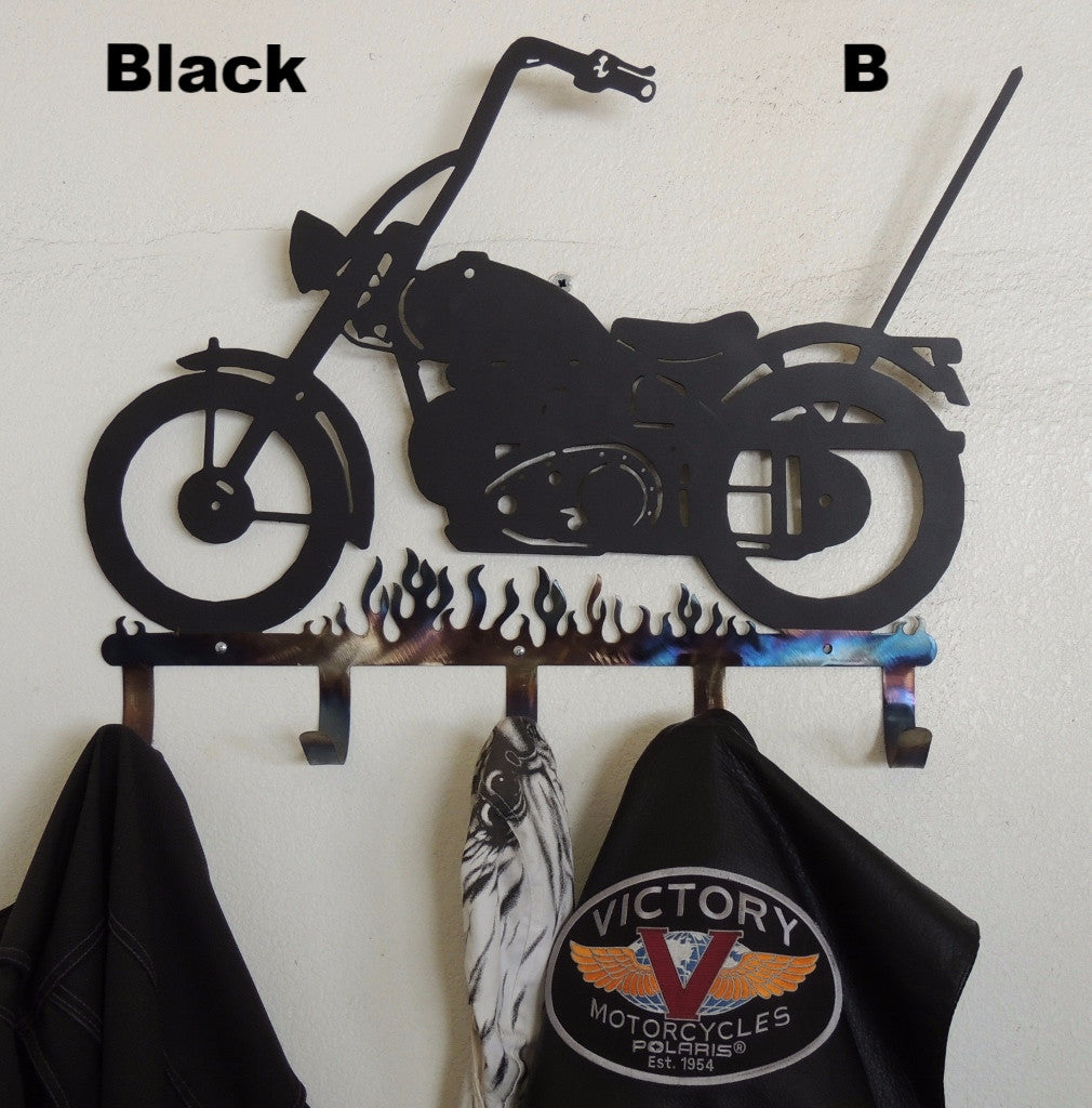 Motorcycle Helmet Rack with Hooks Metal Art Silhouette